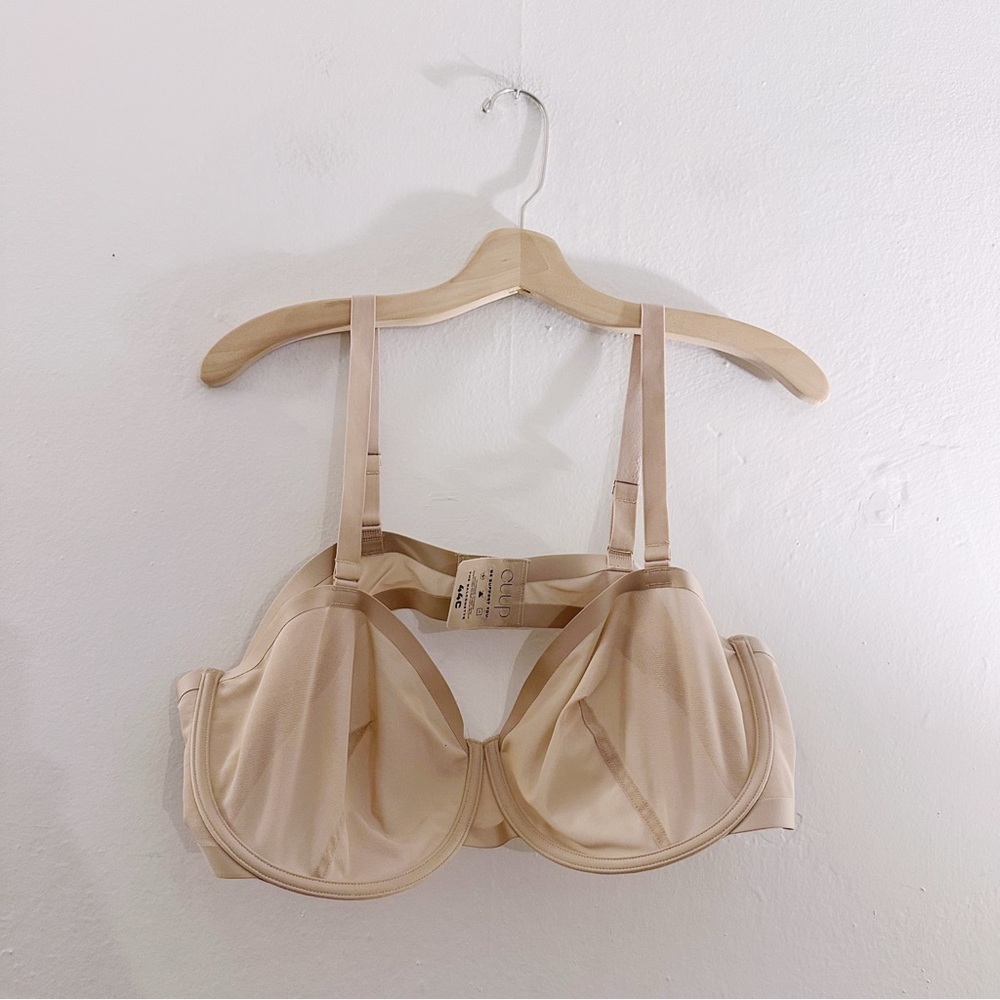 CUUP Underwire Demi Spacer Tshirt Bra Nude Tan Mesh - Picture 2 of 5